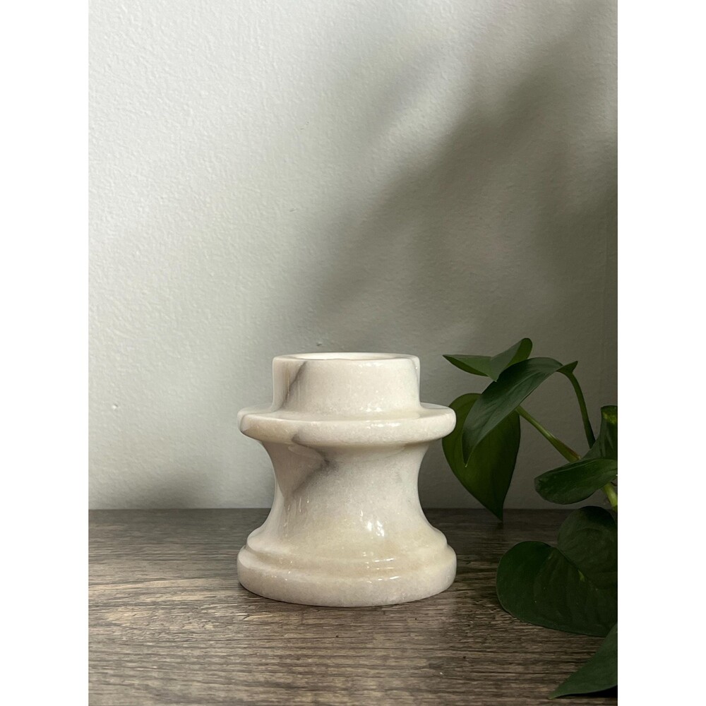 Vintage White Marble with Grey Candle Holder